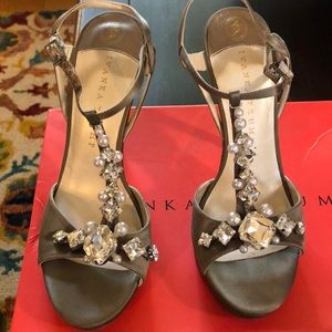 Ivanka Trump Pewter Satin Heels